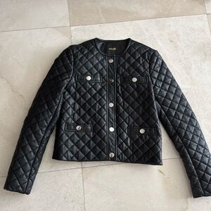 Make black quilt leather jacket, Size 36